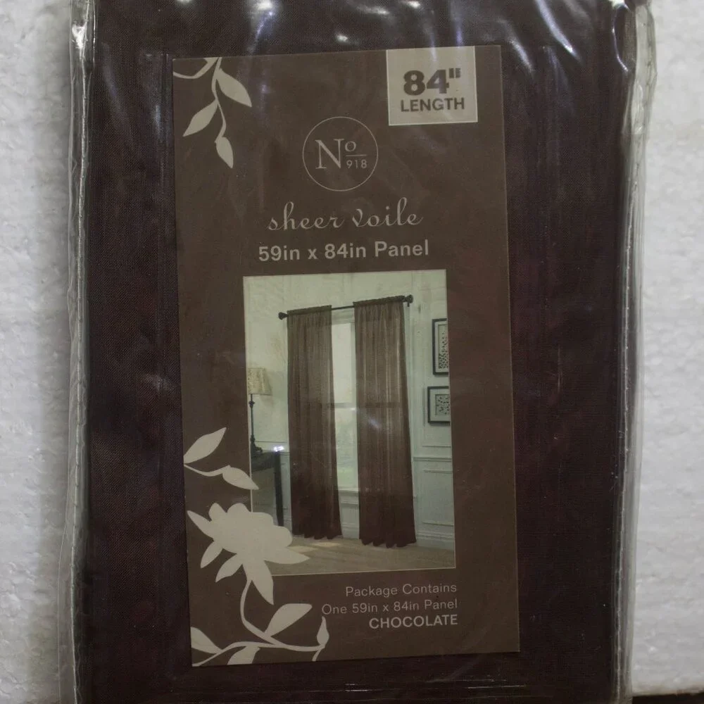 No. 918 Sheer Voile One 59 x 84 Inch Panel Chocolate New in Package